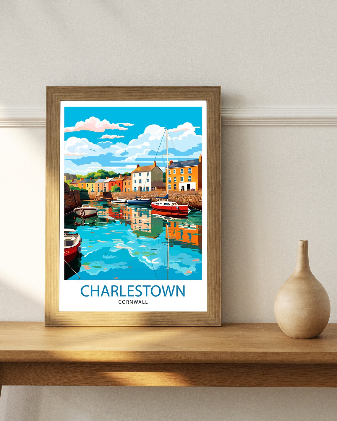Charlestown Harbour Cornwall Travel Poster - Image 3