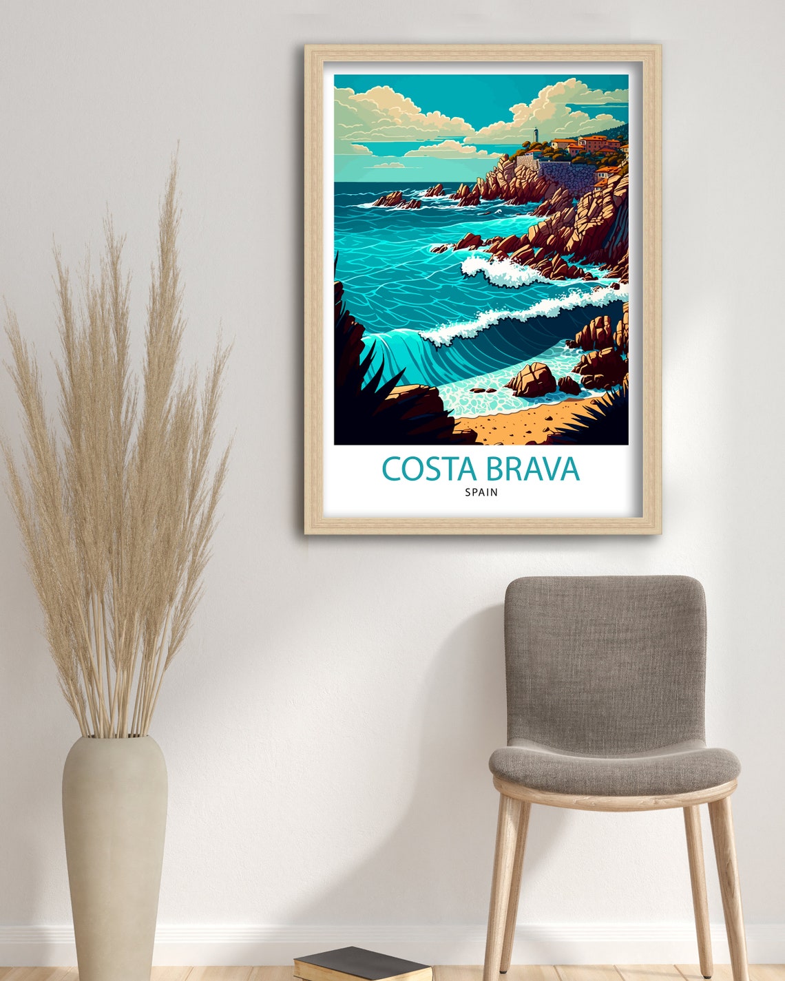 Costa Brava Spain Rocky Cliffs Turquoise Waves Travel Poster - Image 3