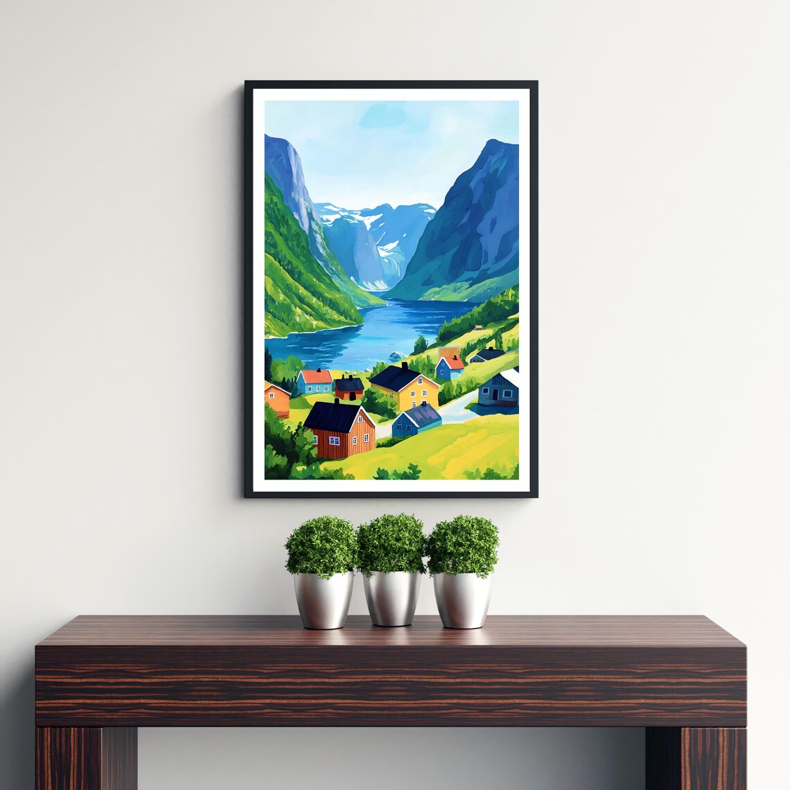 Olden Norway Travel Poster, Norwegian Fjord Landscape - Image 3