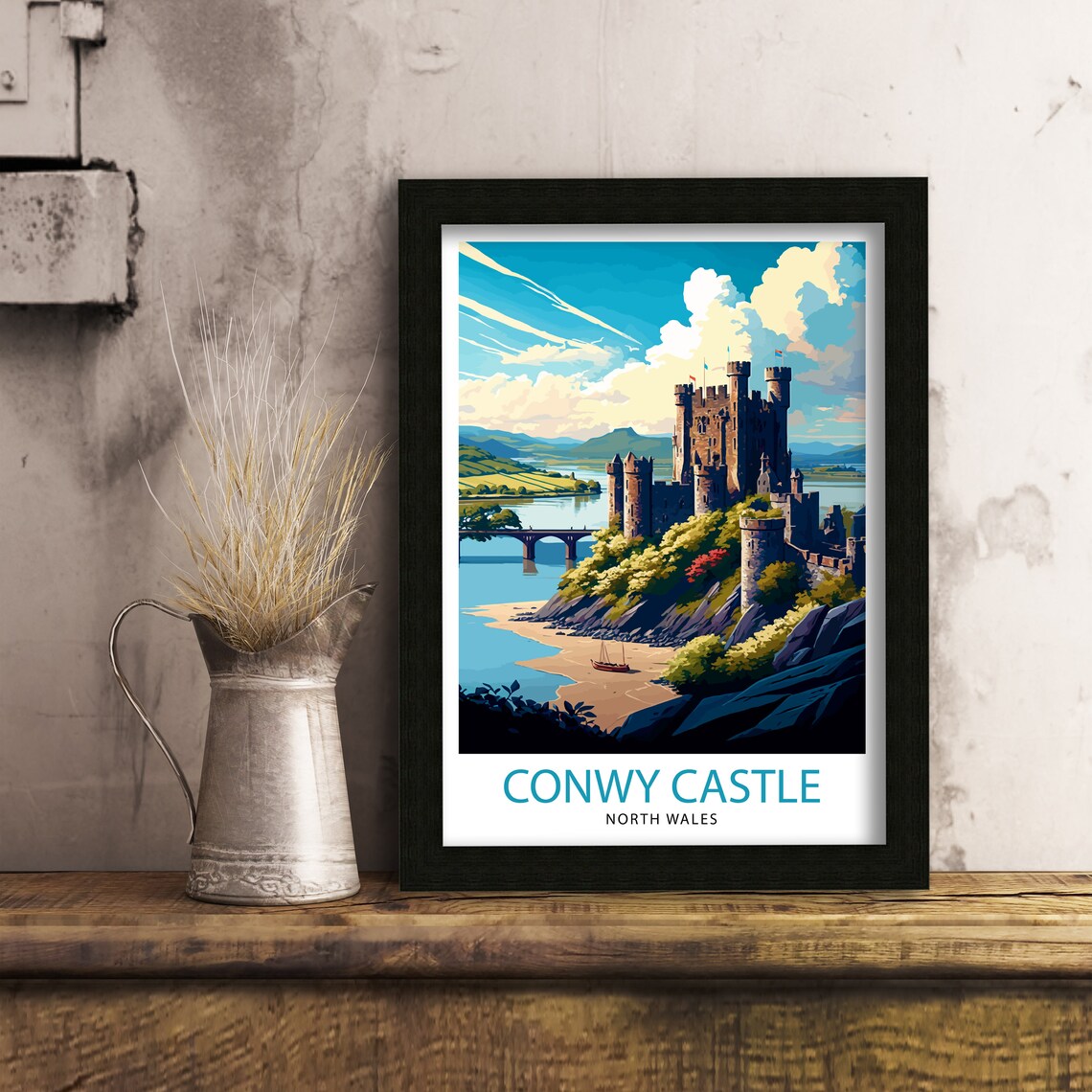 Conwy Castle Travel Poster, Wales Illustration - Image 2
