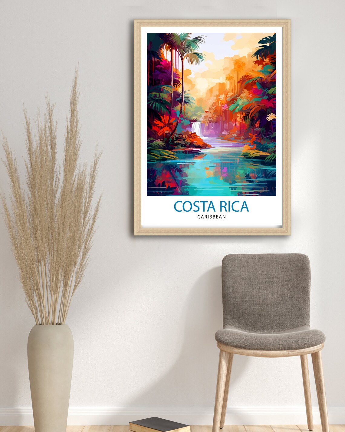 Costa Rica Caribbean Travel Poster, Tropical Rainforest - Image 3