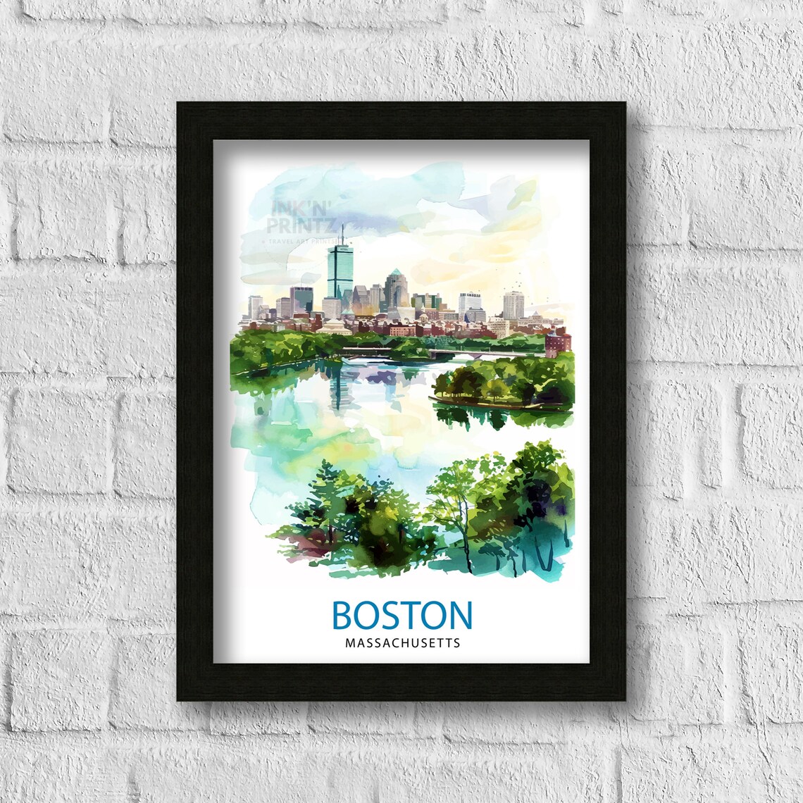 Boston Massachusetts Travel Poster, Home Wall Decor - Image 3