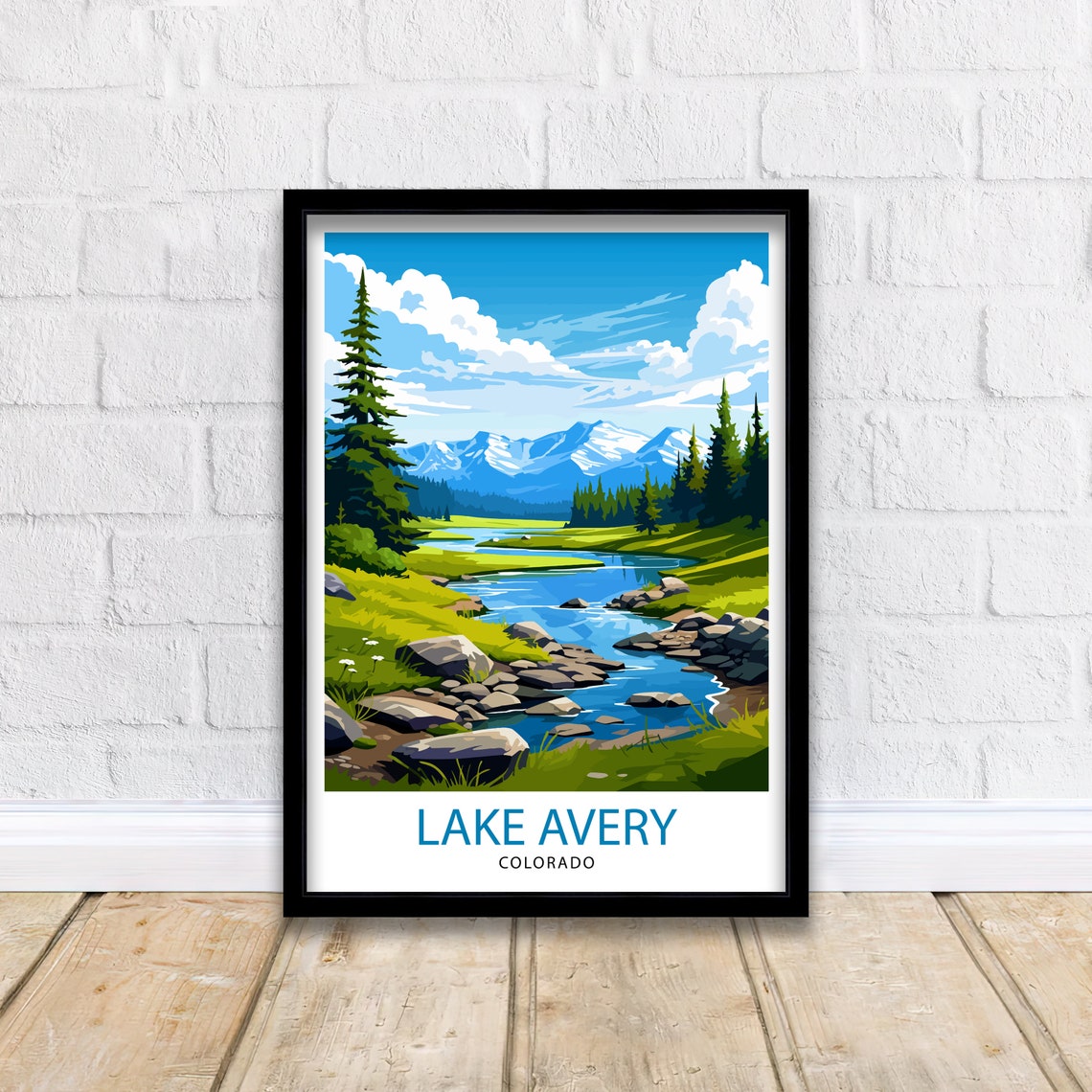 Lake Avery Rocky Stream Evergreen Forest Peaks Colorado Poster - Image 2