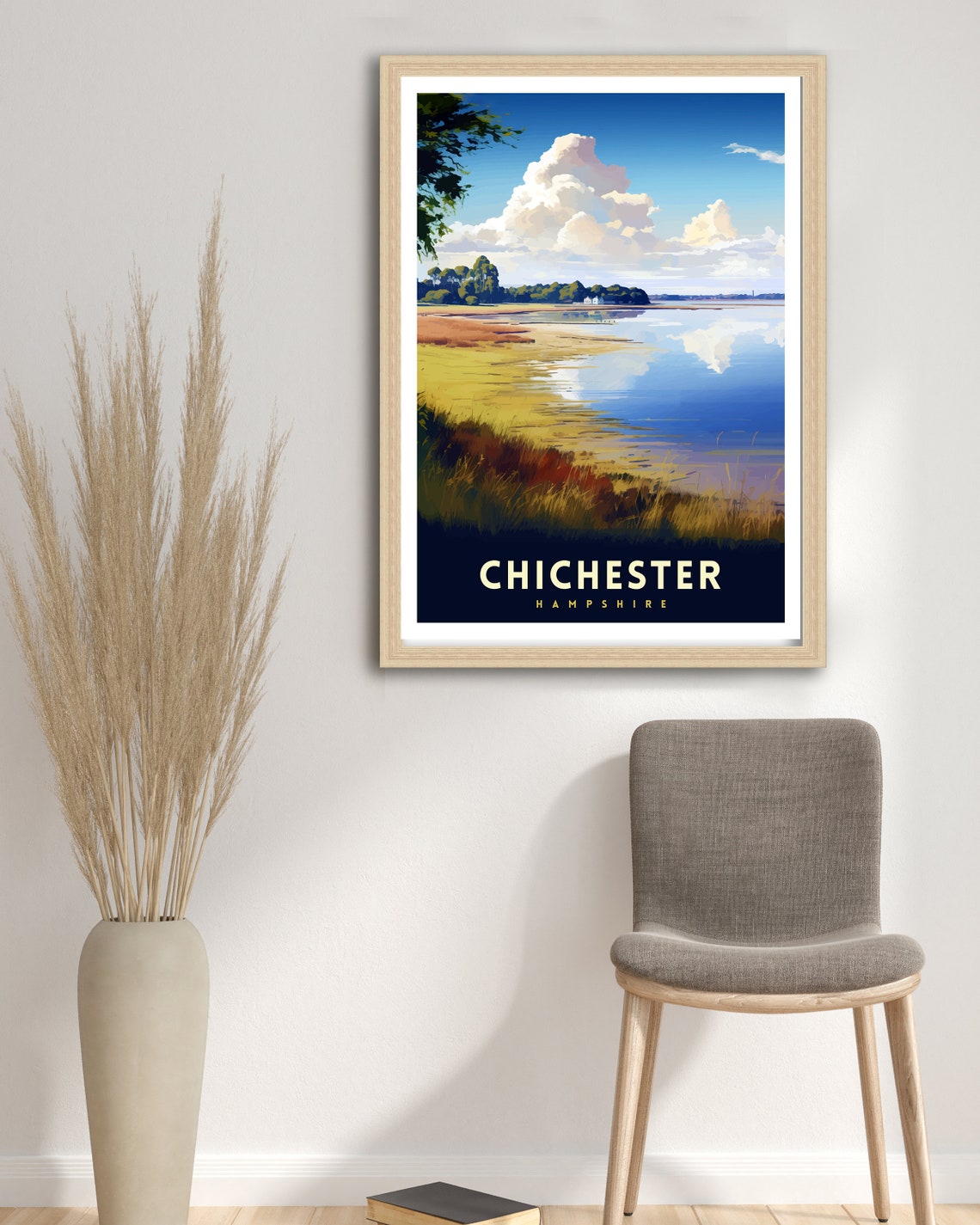 Chichester Hampshire Sunset Shoreline Cloud Illustration Poster - Image 3