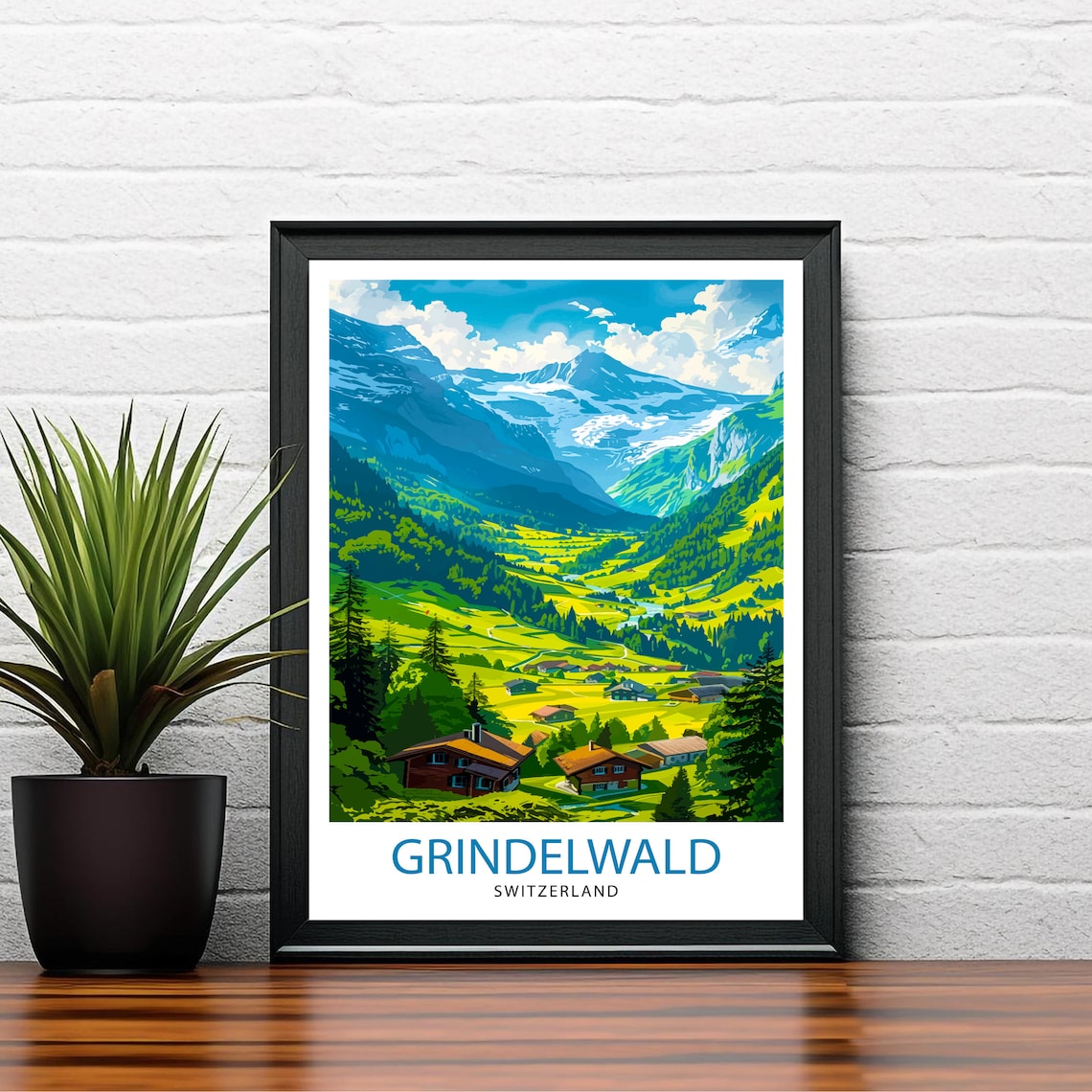 Grindelwald Switzerland Travel Poster, Alpine Village - Image 2