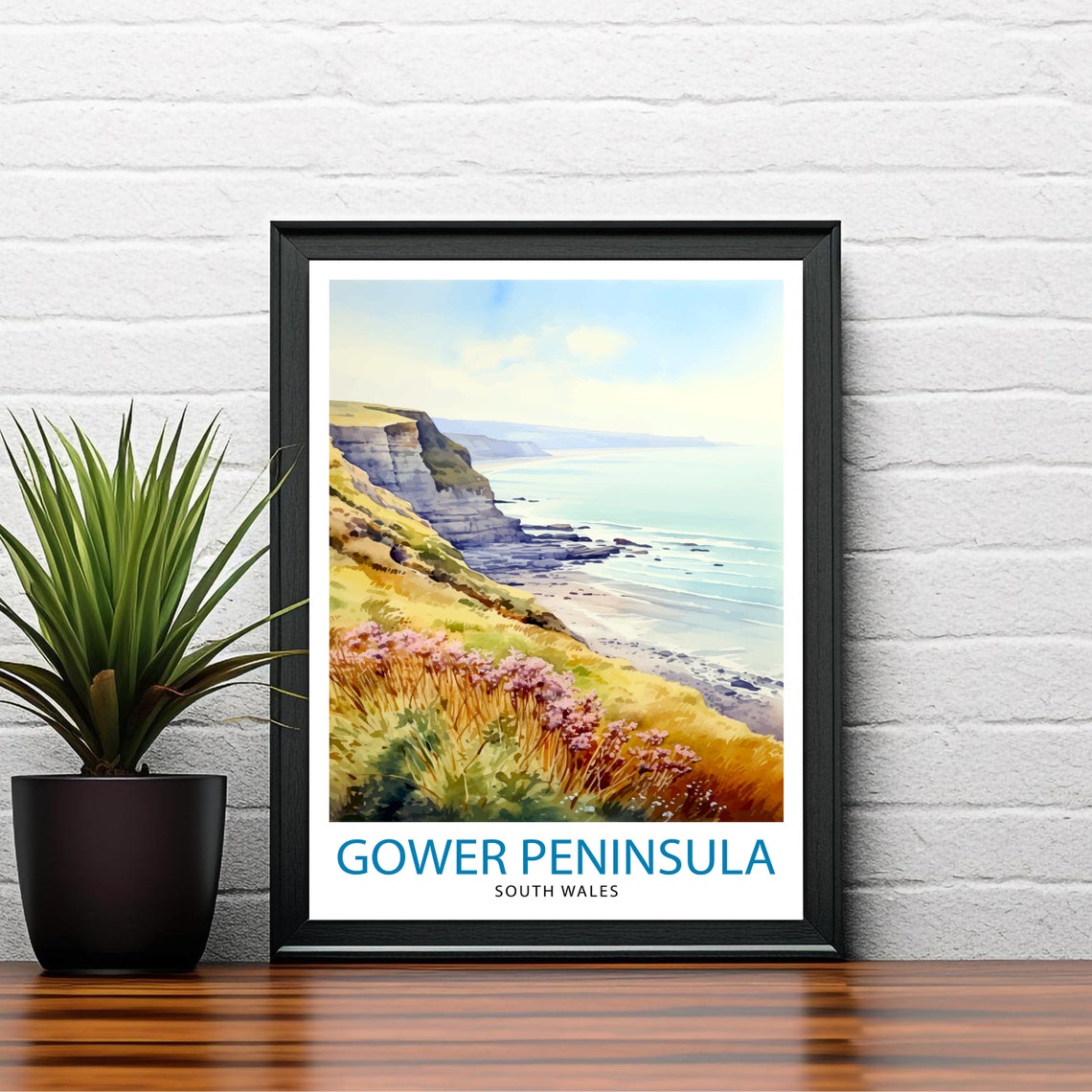 Gower Peninsula South Wales Sea Cliffs Wildflower Coast Poster - Image 2