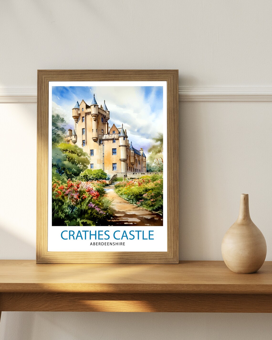 Crathes Castle Aberdeenshire Tower Gardens Watercolor Travel Poster - Image 3