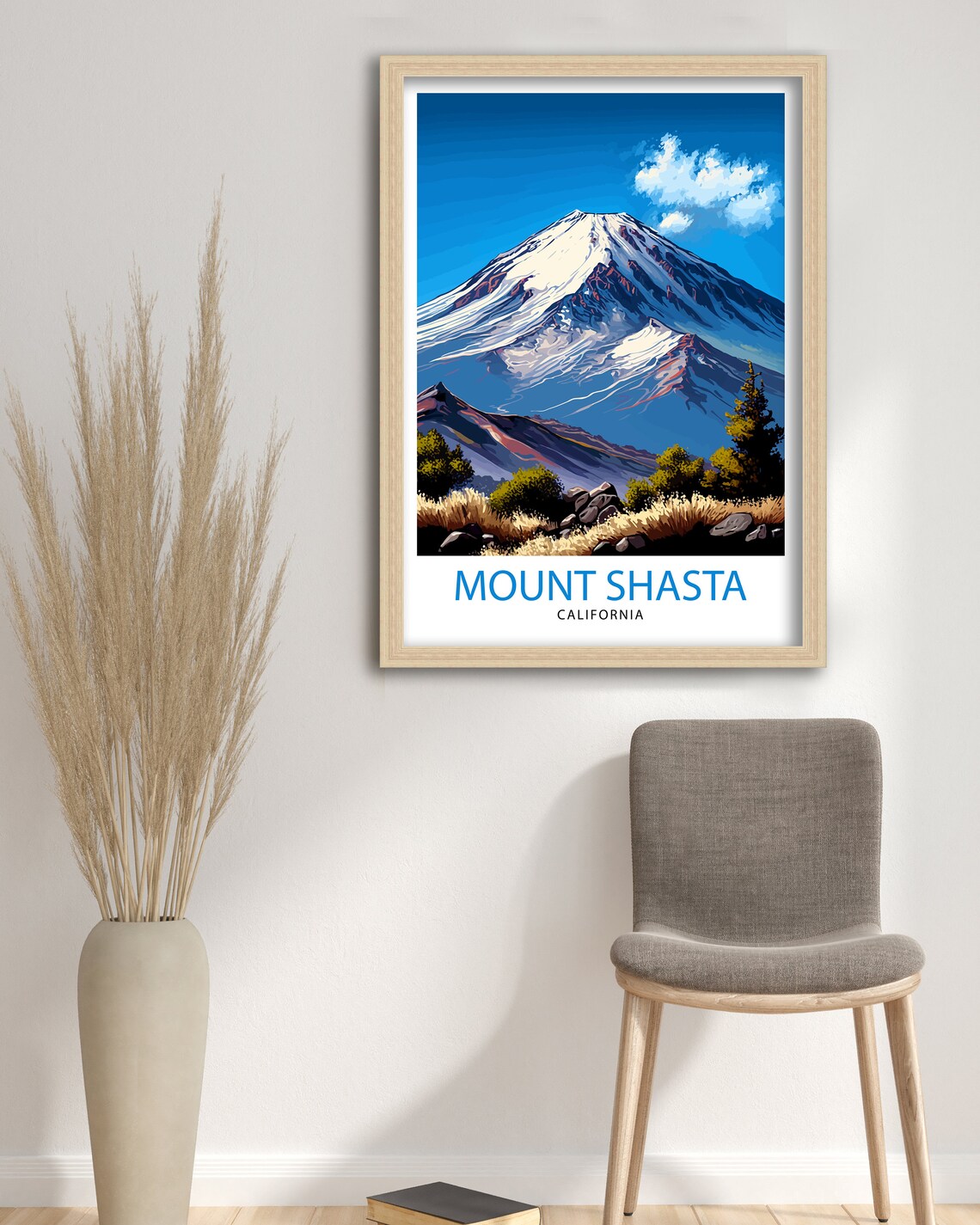 Mount Shasta California Snow Capped Peak Mountain Travel Poster - Image 3