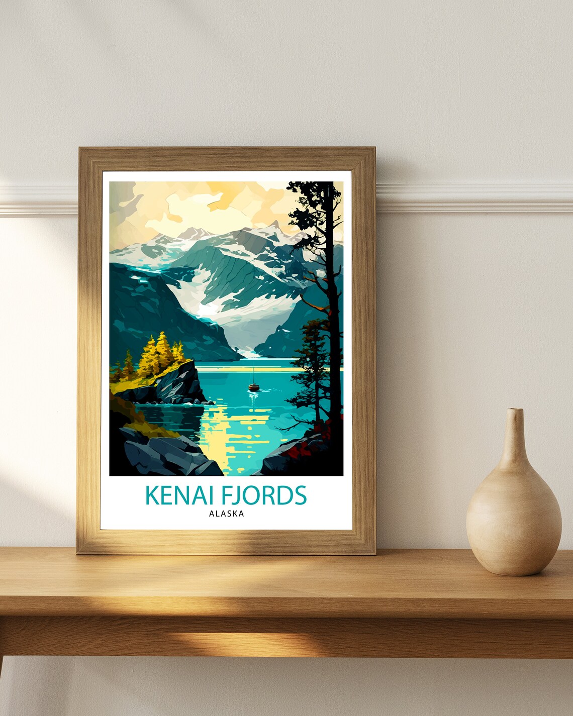 Kenai Fjords Alaska Glacial Bay Boat Glacier Cruise Travel Poster - Image 2