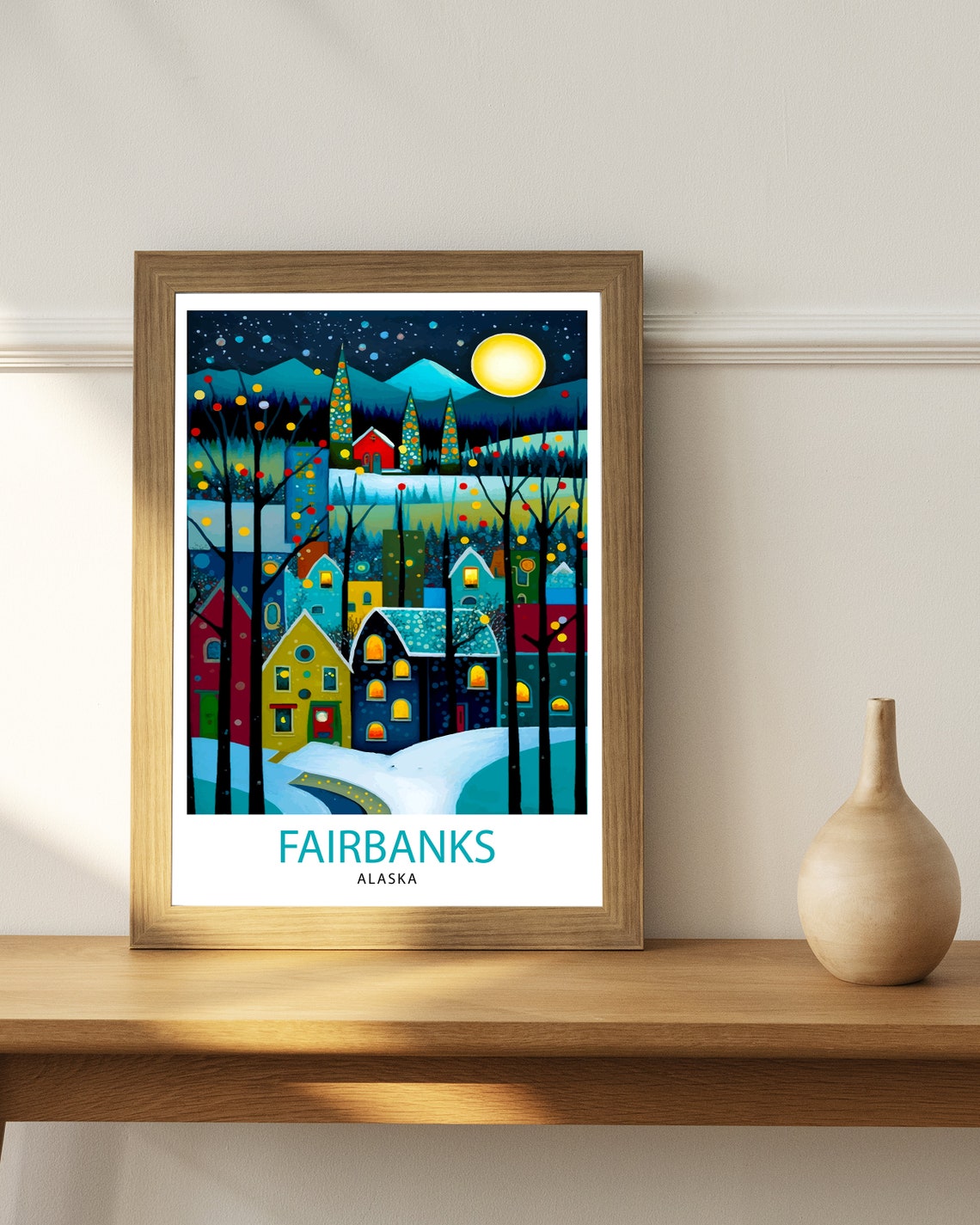 Fairbanks Alaska Travel Print Fairbanks Wall Decor Fairbanks Poster Alaska Travel Prints Fairbanks Art Print Fairbanks Illustration - Image 2
