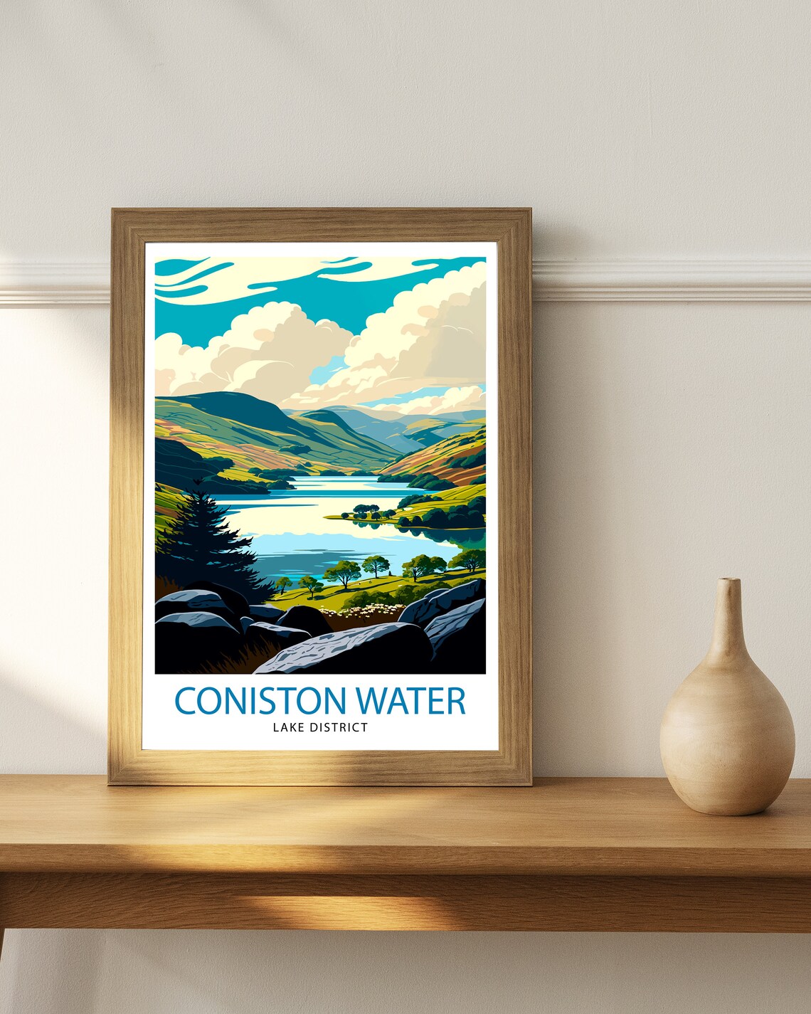 Coniston Water Lake District Travel Poster - Image 2