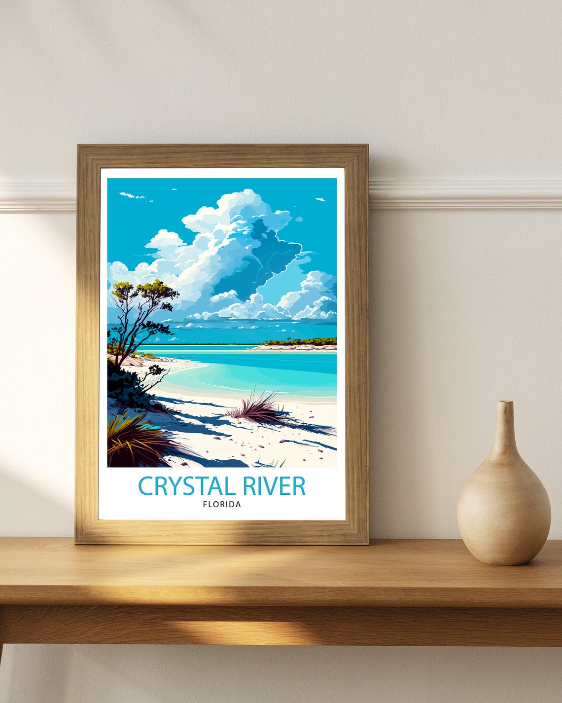 Crystal River Florida Turquoise Beach Illustrated Travel Poster - Image 2