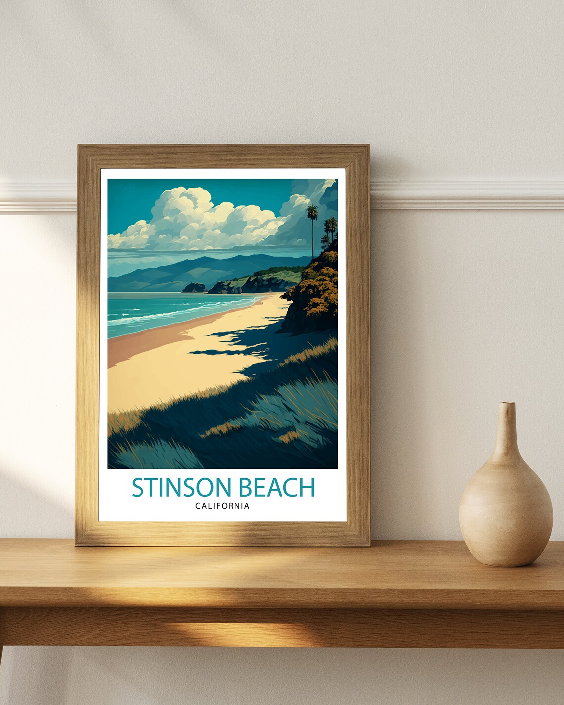 Stinson Beach California Illustration Travel Poster - Image 2