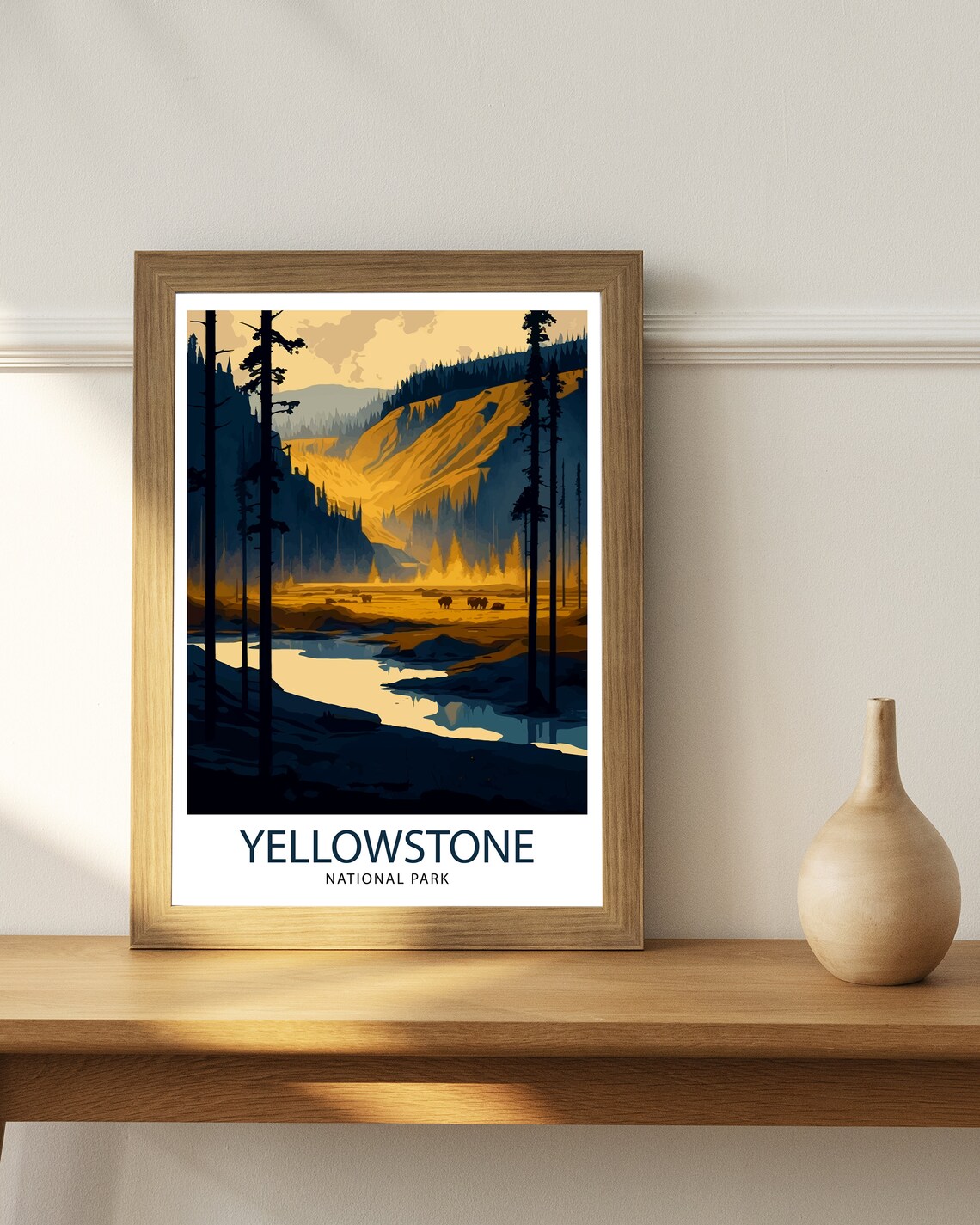 Yellowstone National Park Golden Valley Bison Wildlife Poster - Image 2