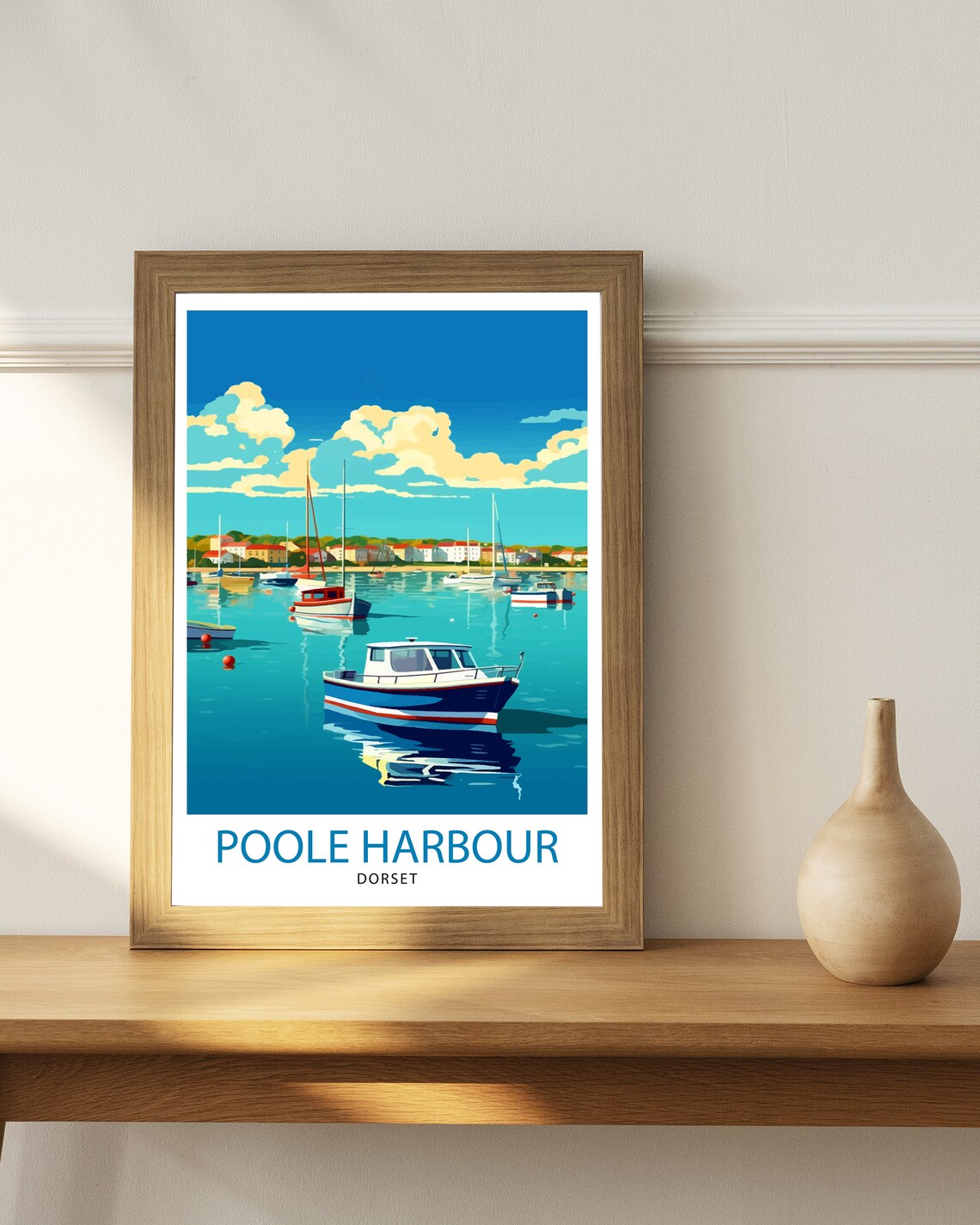 Poole Harbour Dorset Sailboats Calm Water Marina Travel Poster - Image 2