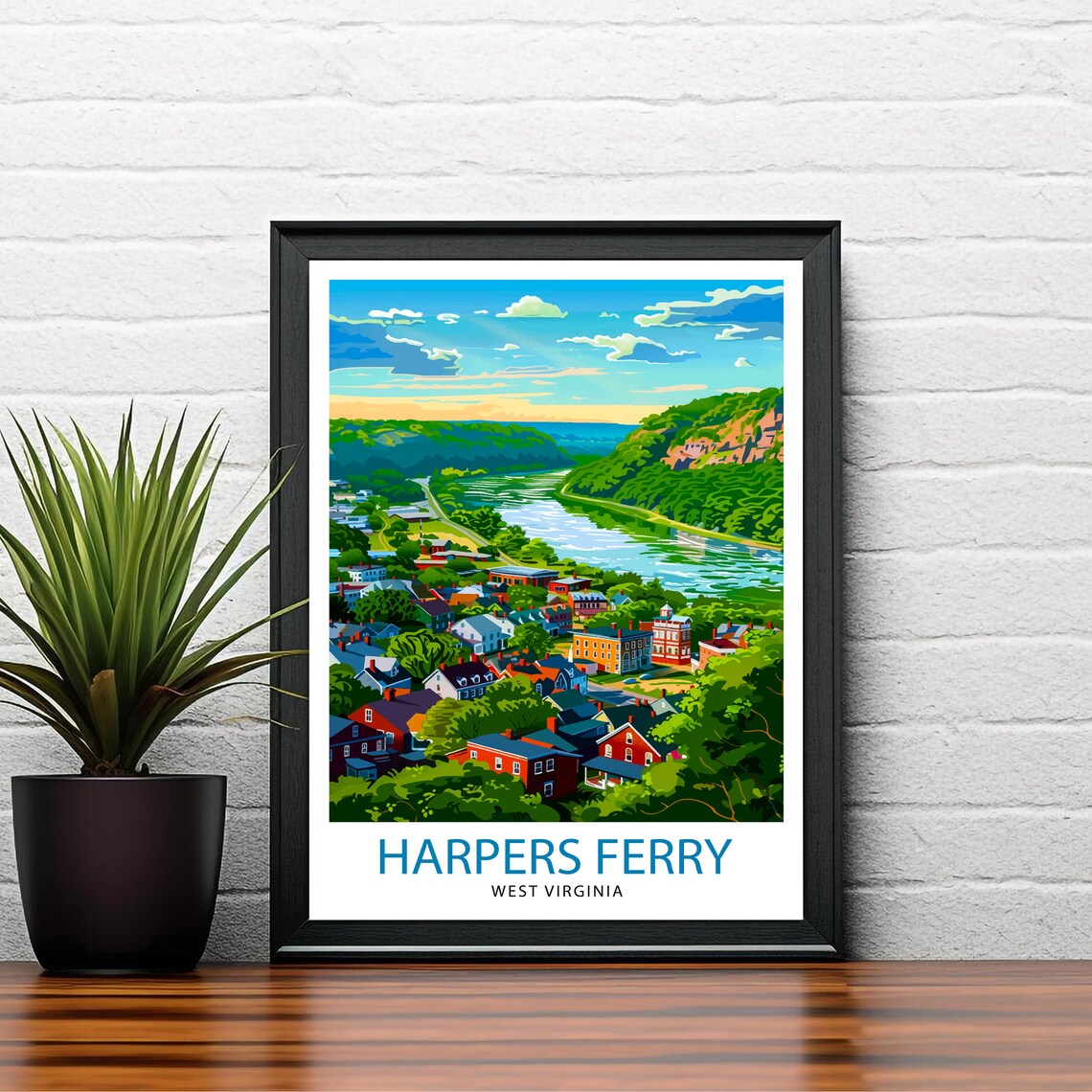 Harpers Ferry West Virginia Historic River Town Scenic Travel Poster - Image 2