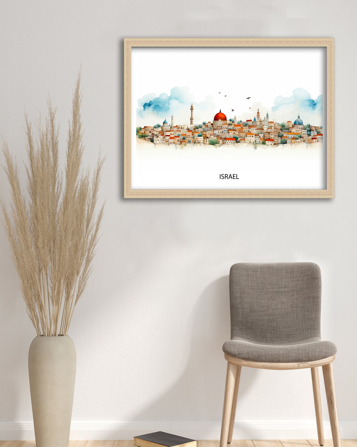 Israel Travel Print Watercolor City Skyline Dome Minarets Decor - Image 2