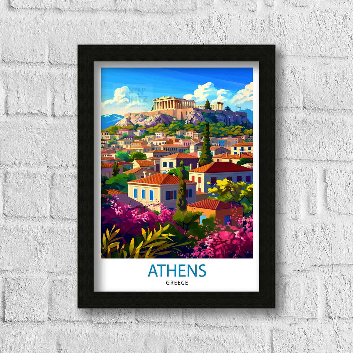 Athens Greece Acropolis Parthenon Sunset Cityscape Travel Poster - Image 3