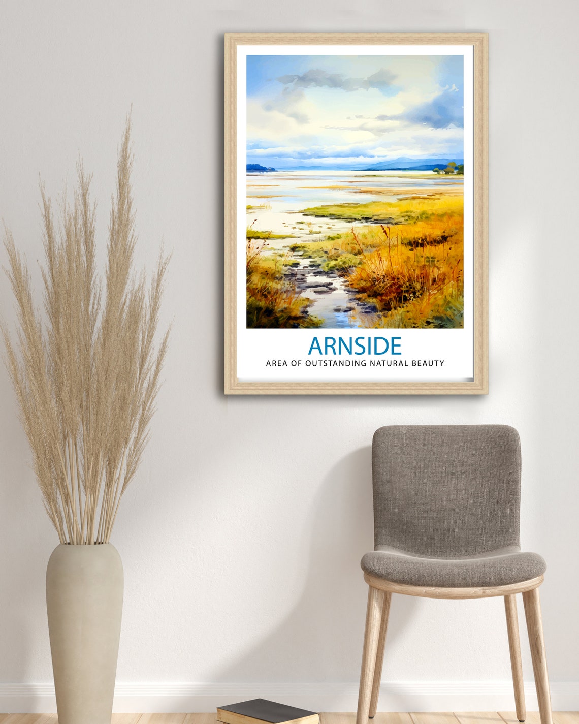 Arnside AONB Golden Marsh Estuary Watercolor Landscape Poster - Image 3