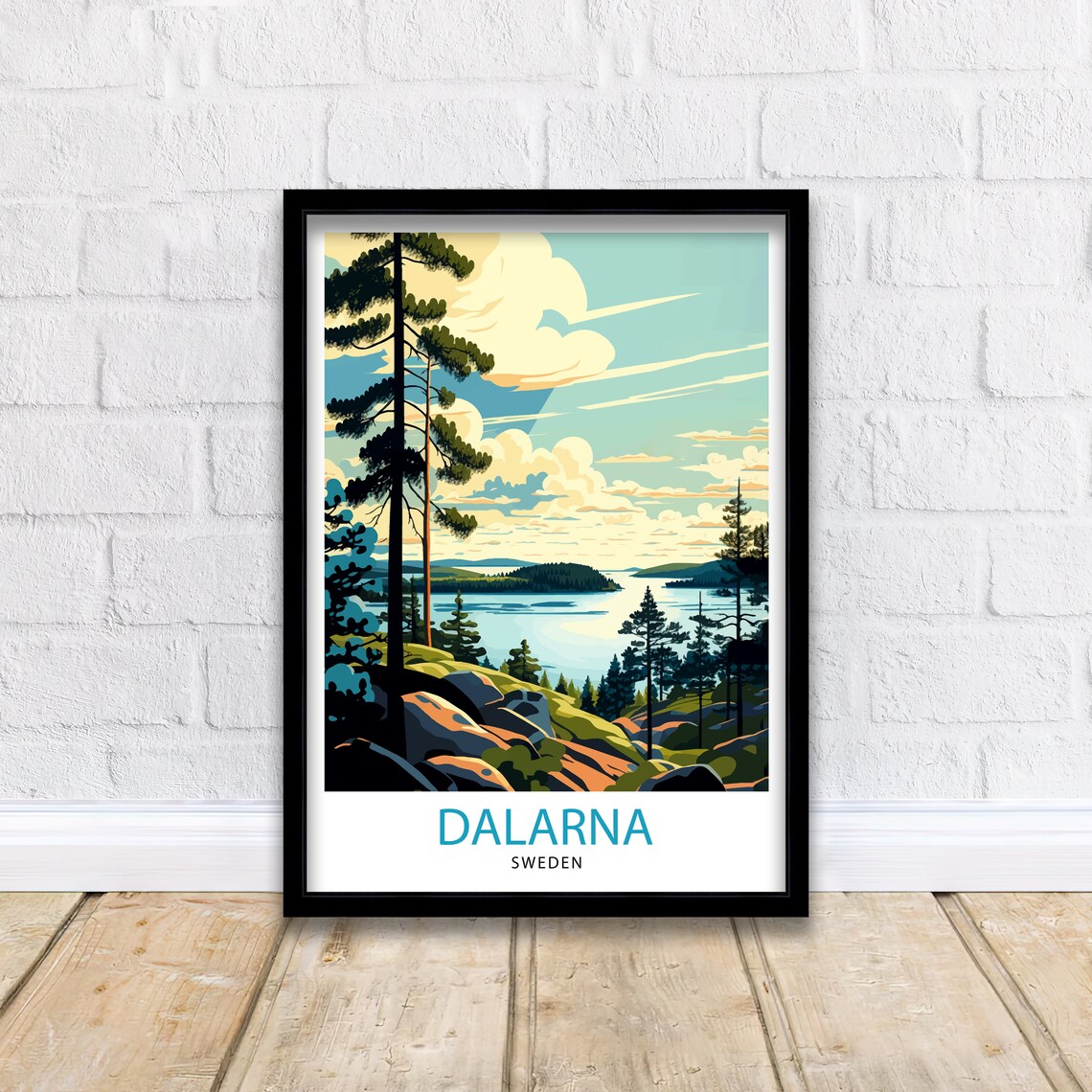 Dalarna Sweden Travel Poster, Swedish Illustration - Image 2