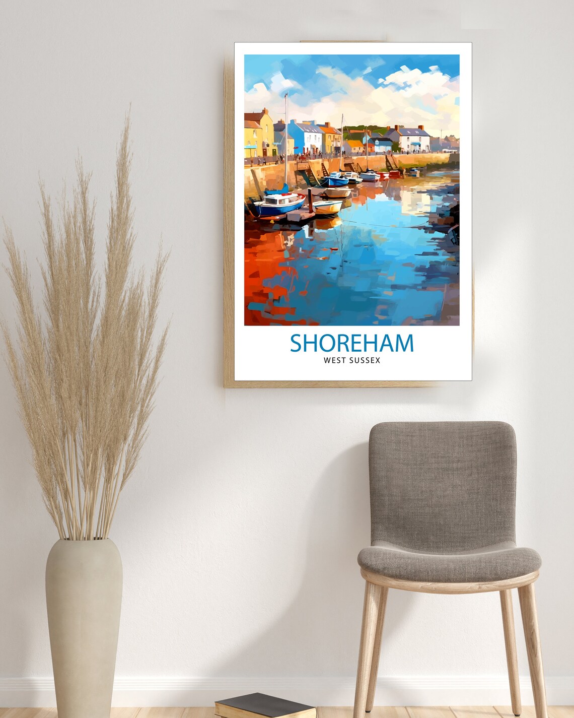 Shoreham West Sussex Harbour Boats Reflections River Art Poster - Image 3