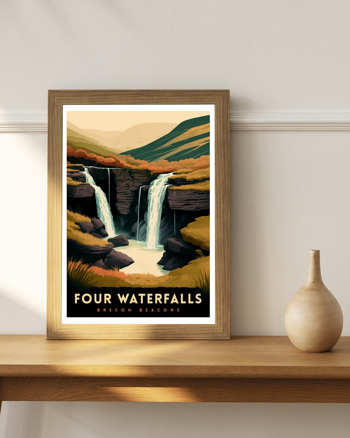 Four Waterfalls Walk Brecon Beacons Travel Poster - Image 2