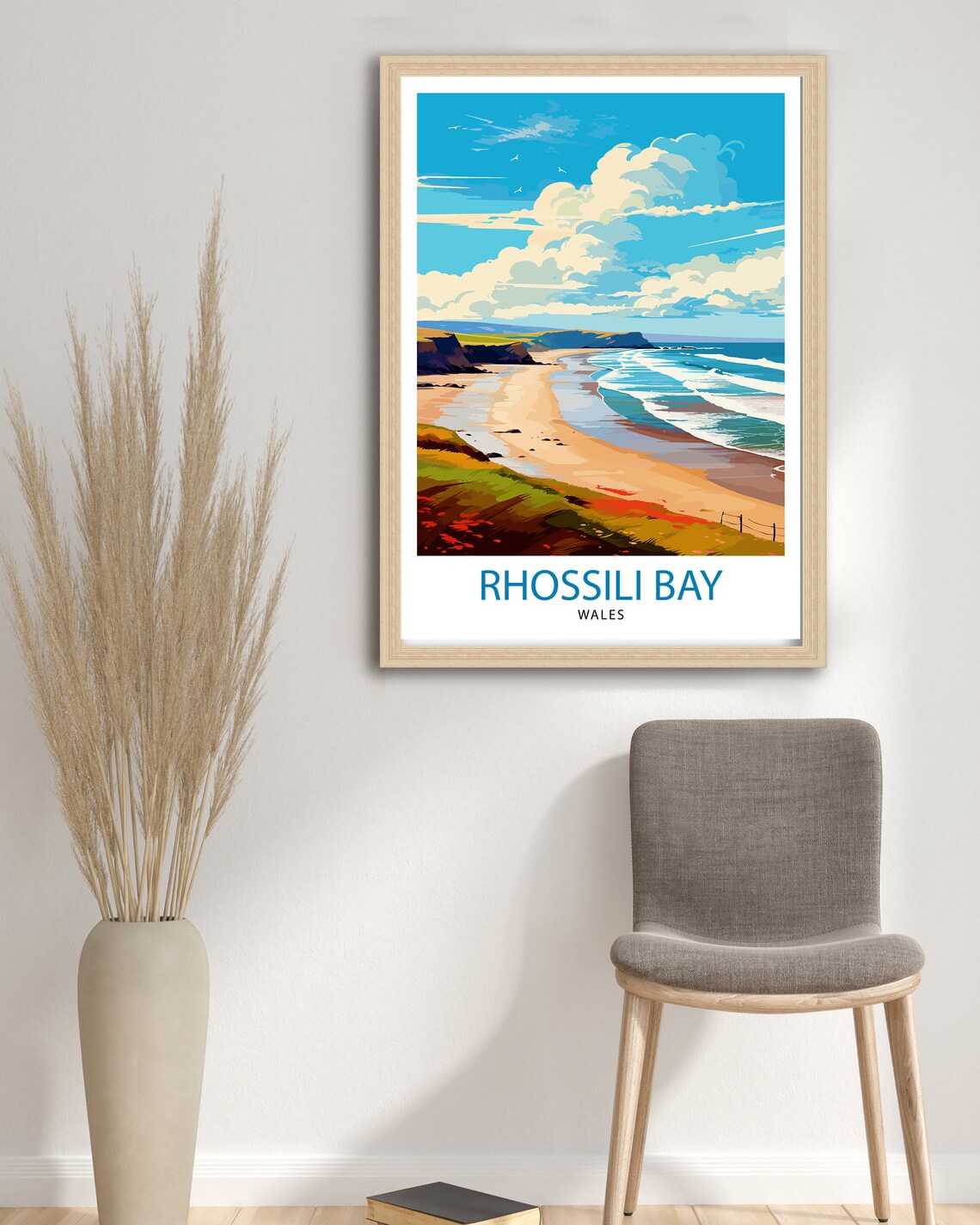 Rhossili Bay Wales Sandy Beach Coastline Surf Seaside Travel Poster - Image 2