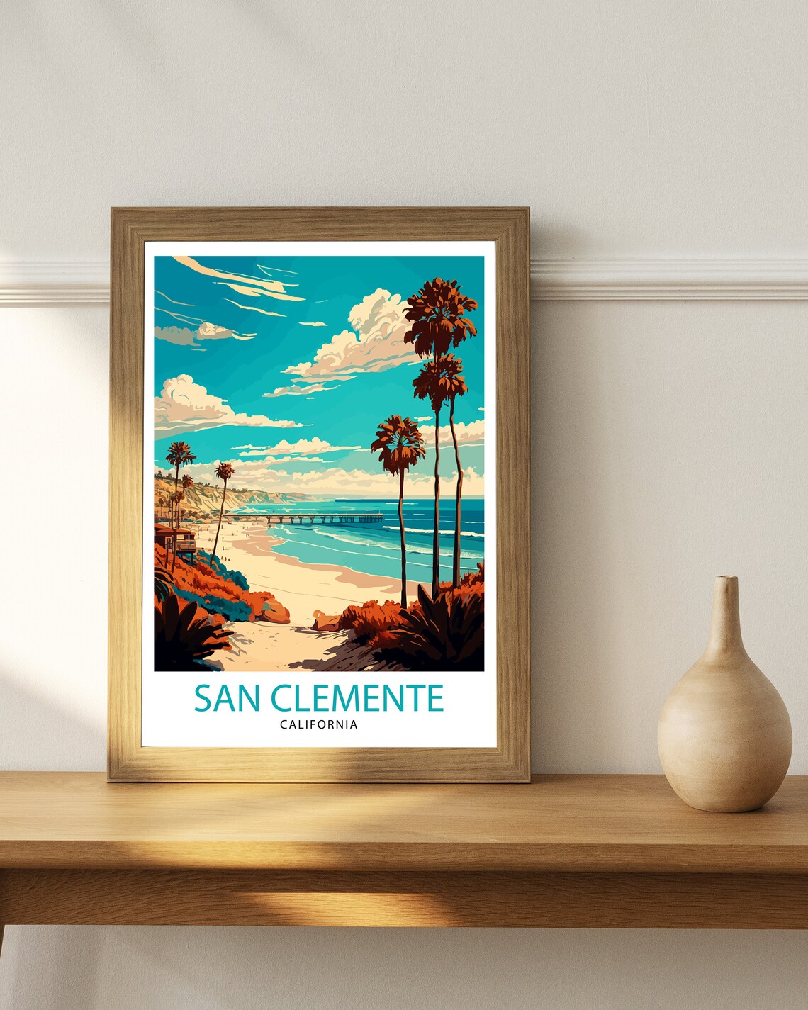 San Clemente Beach California Travel Poster, Coastal Decor - Image 2
