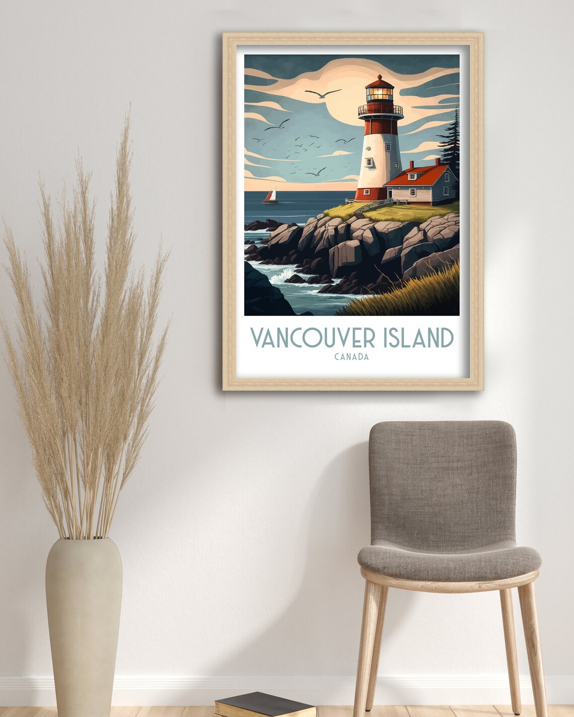Vancouver Island Canada Lighthouse Rocky Coast Travel Poster - Image 3