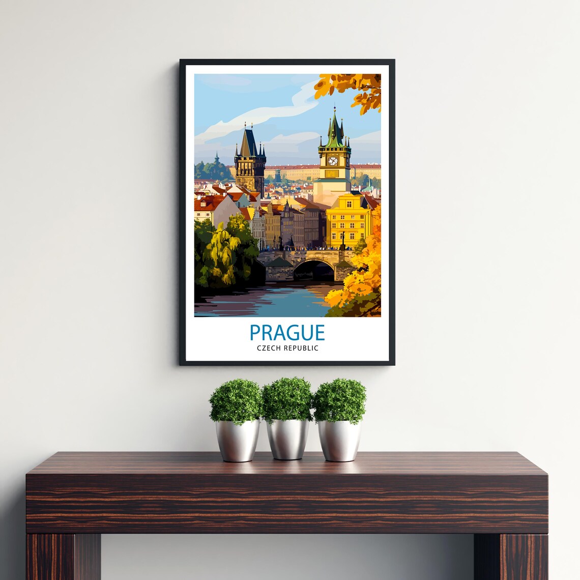 Prague Czech Republic Old Town Bridge River Vintage Travel Poster - Image 2