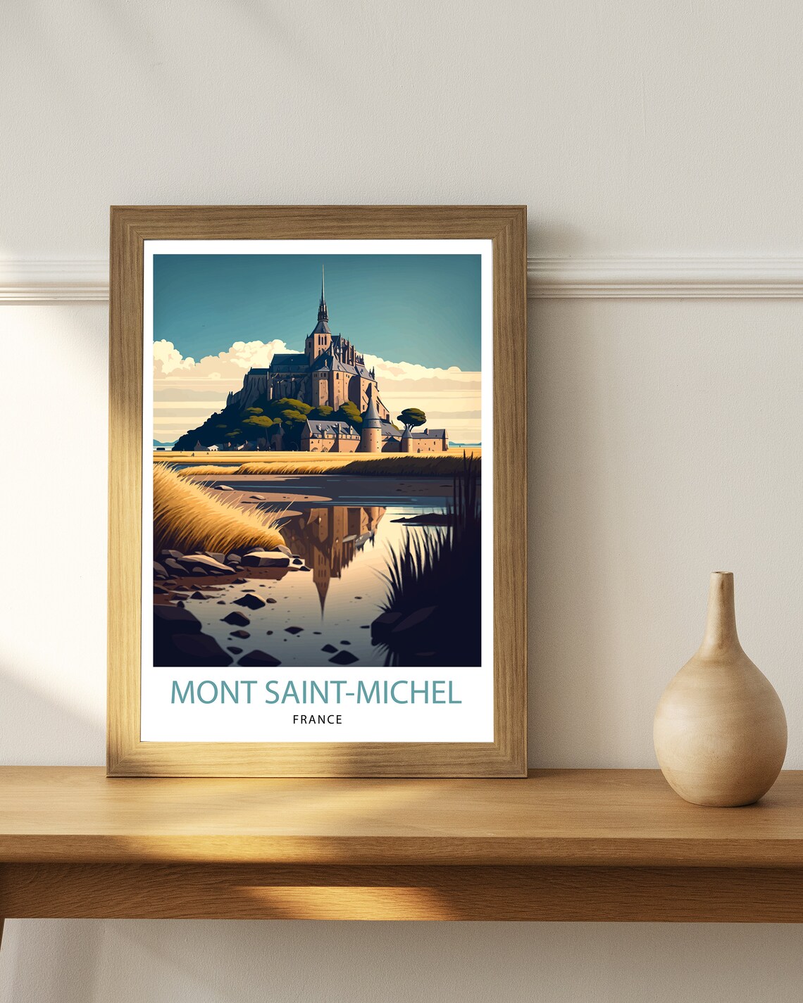 Mont Saint Michel Travel Poster, France Illustration - Image 3