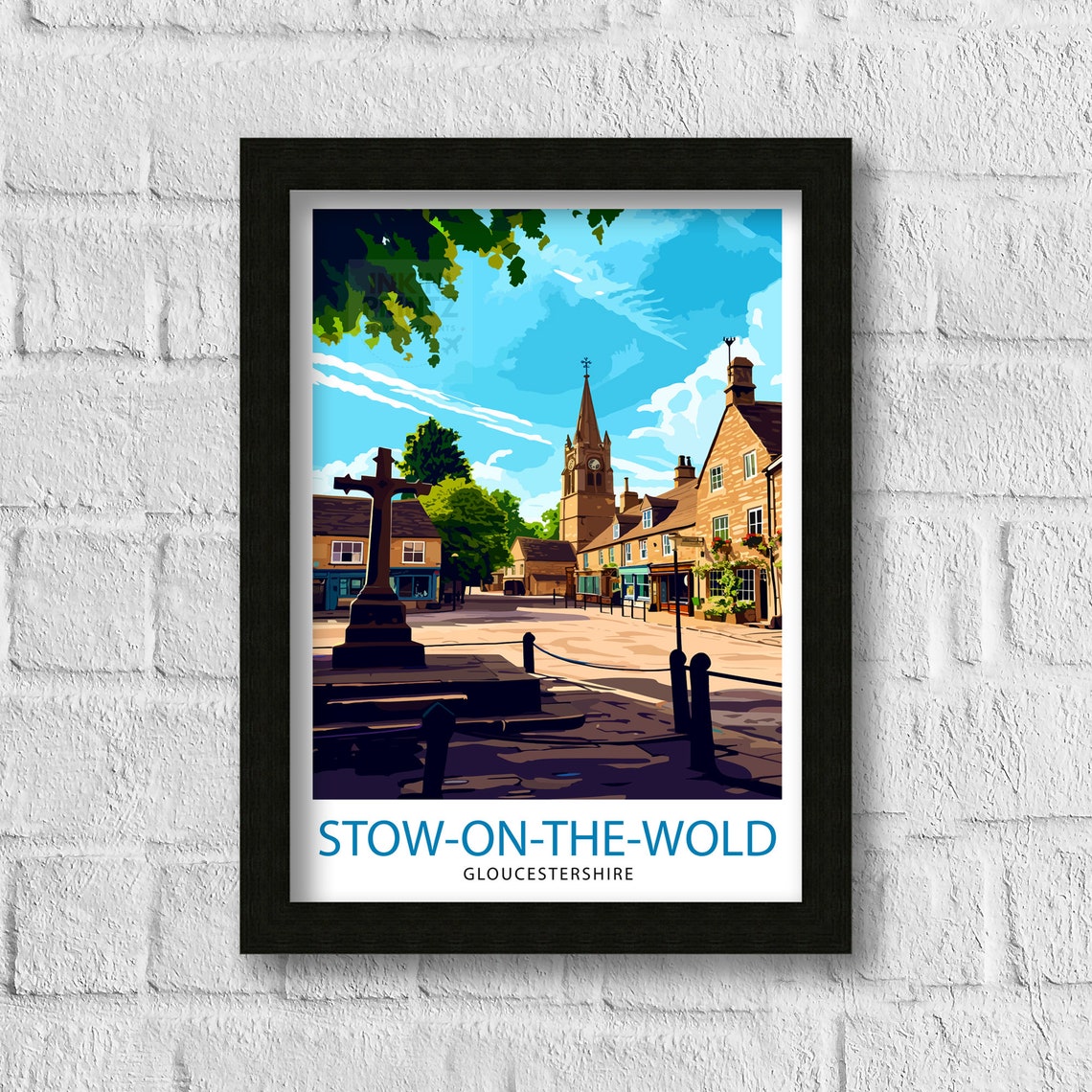 Stow On The Wold Gloucestershire Market Cross Square Travel Poster - Image 3