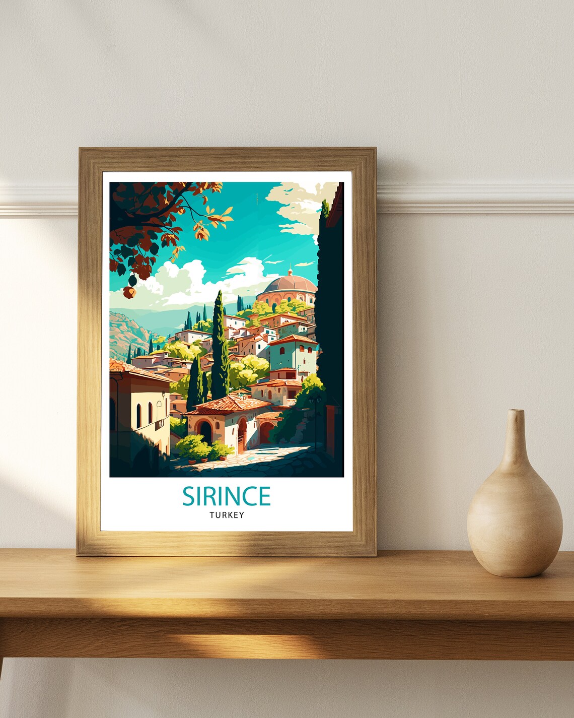 Sirince Turkey Stone Village Red Roofs Cypress Trees Travel Poster - Image 3