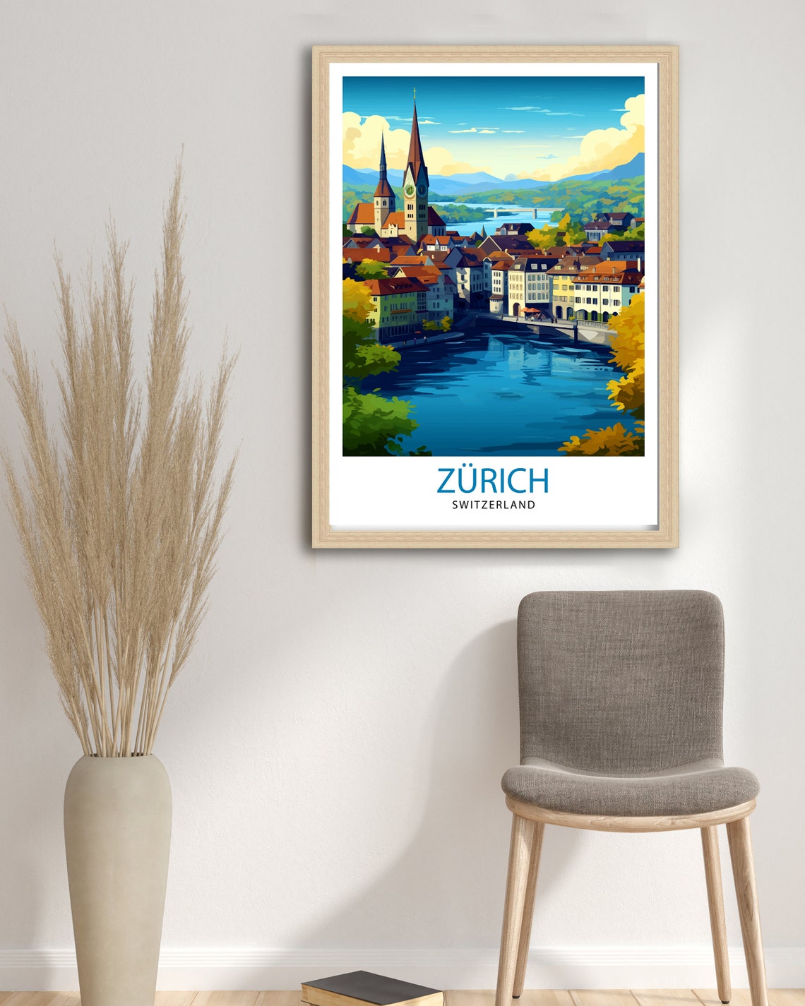 Zurich Switzerland Travel Print Zurich Wall Decor Zurich Home Living Decor Zurich Illustration Travel Poster Gift For Zurich Switzerland - Image 2