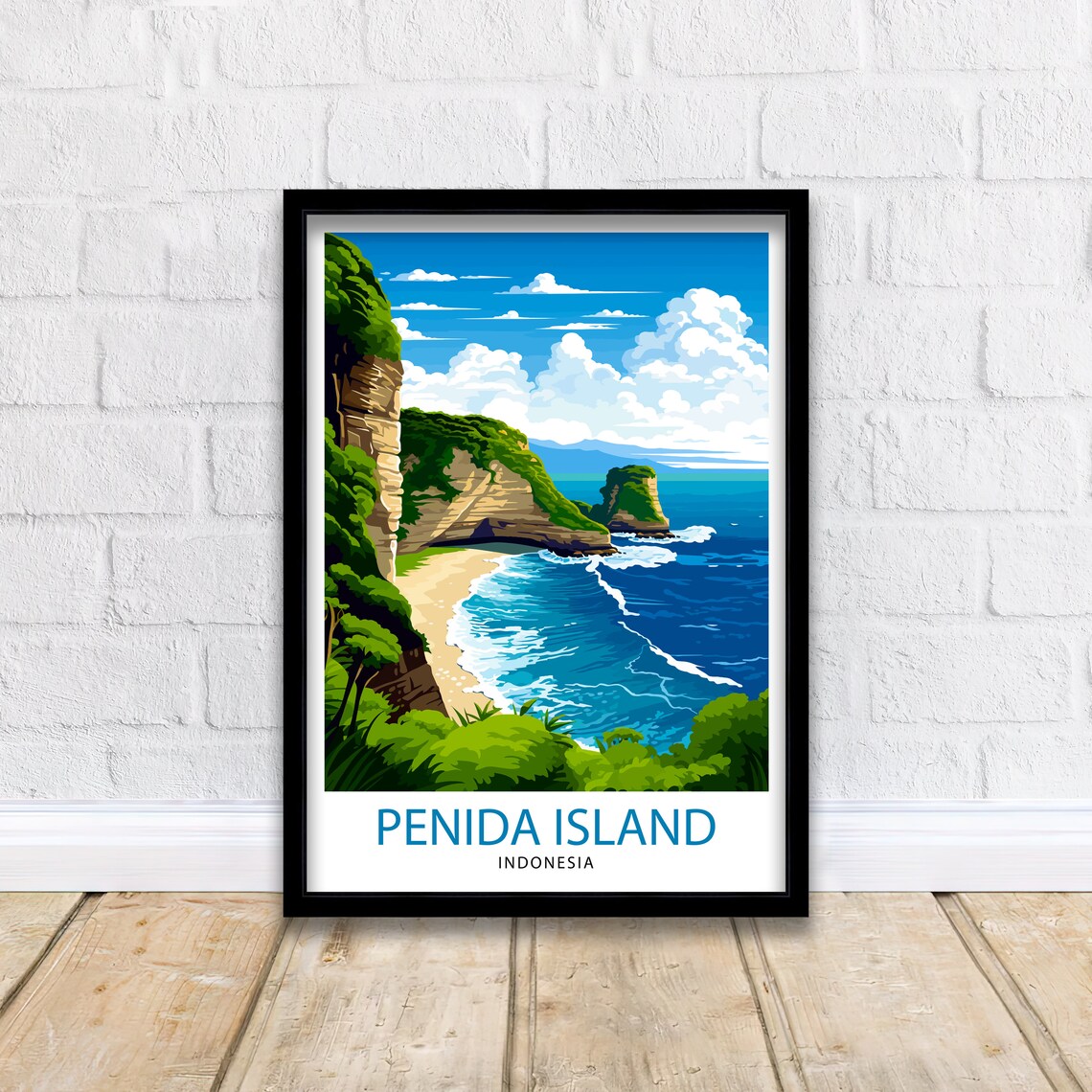 Penida Island Indonesia Cliff Cove Hidden Beach Travel Poster - Image 2