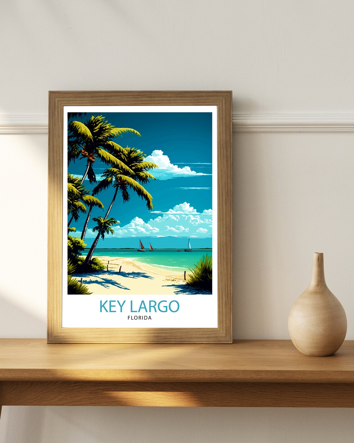 Key Largo Florida Travel Poster, Beach House Decor - Image 2