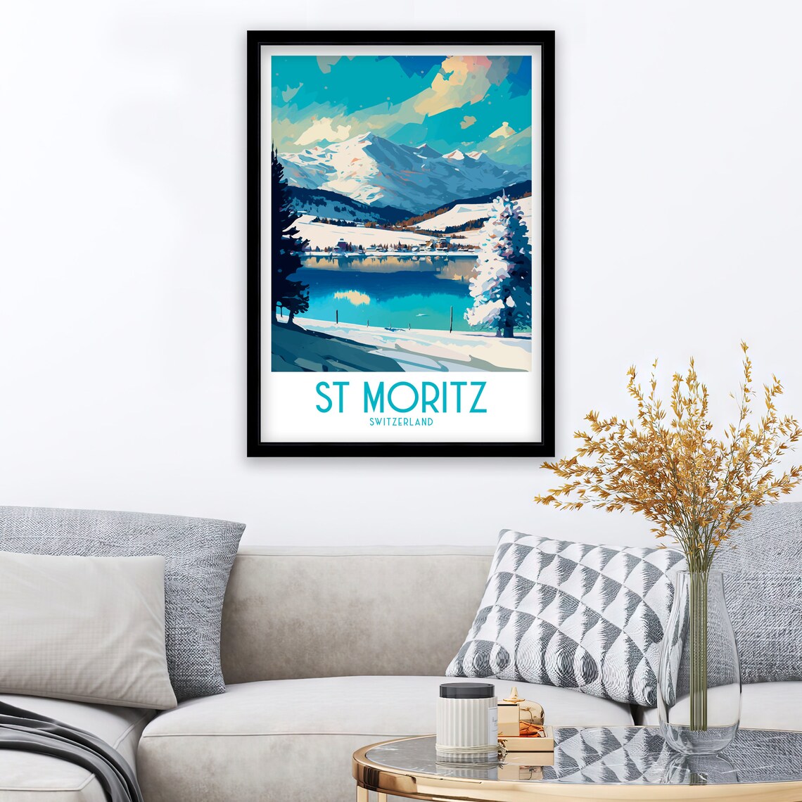 St Moritz Travel Poster, Switzerland Wall Art - Image 2