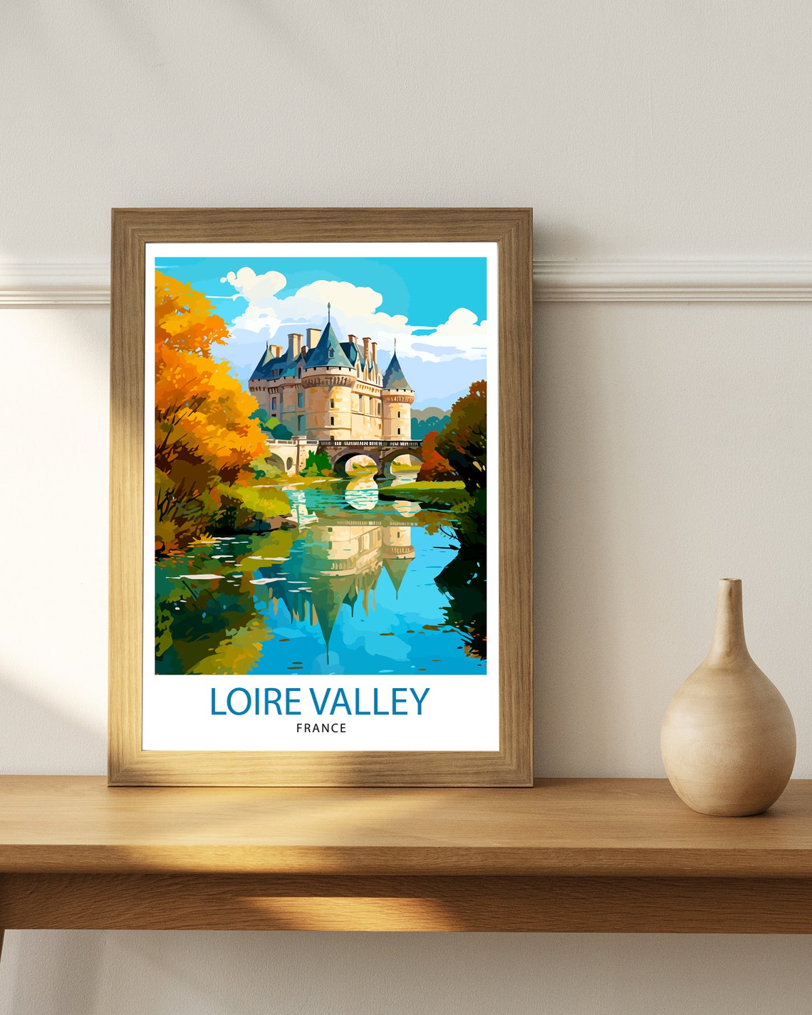 Loire Valley France Riverside Chateau Autumn Trees Travel Poster - Image 2