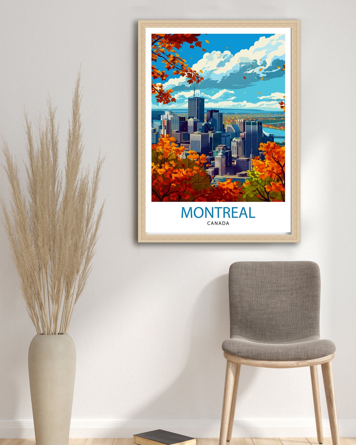 Montreal Canada Autumn Skyline Orange Foliage Cityscape Poster - Image 2