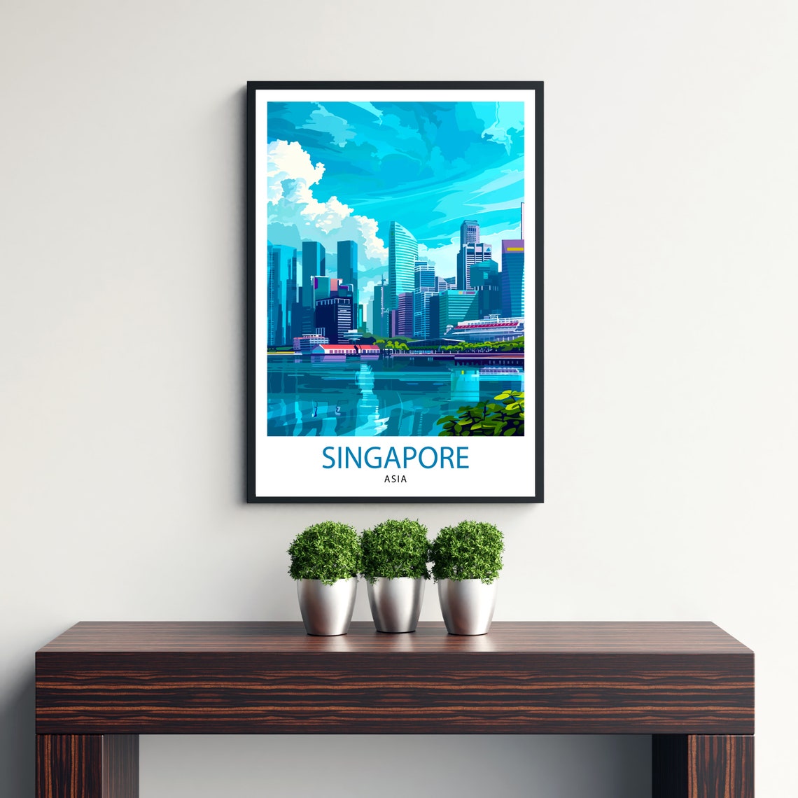 Singapore Asia City Skyline Skyscrapers Waterfront Travel Poster - Image 3