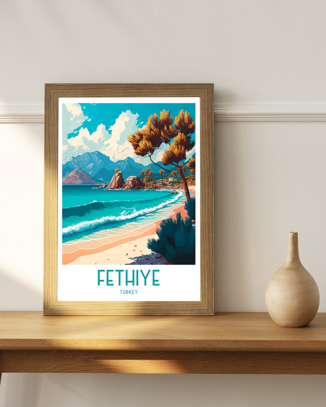 Fethiye Turkey Travel Print Fethiye Wall Decor Fethiye Home Living Decor Fethiye Illustration Travel Poster Gift For Fethiye Turkey - Image 2