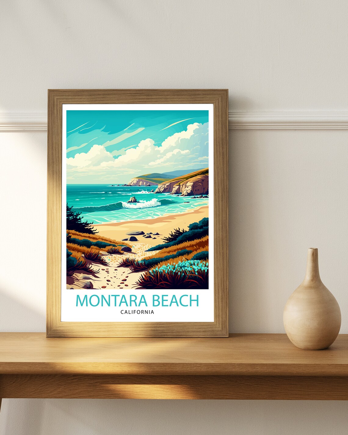 Montara Beach California Pacific Coast Waves Vintage Travel Poster - Image 2
