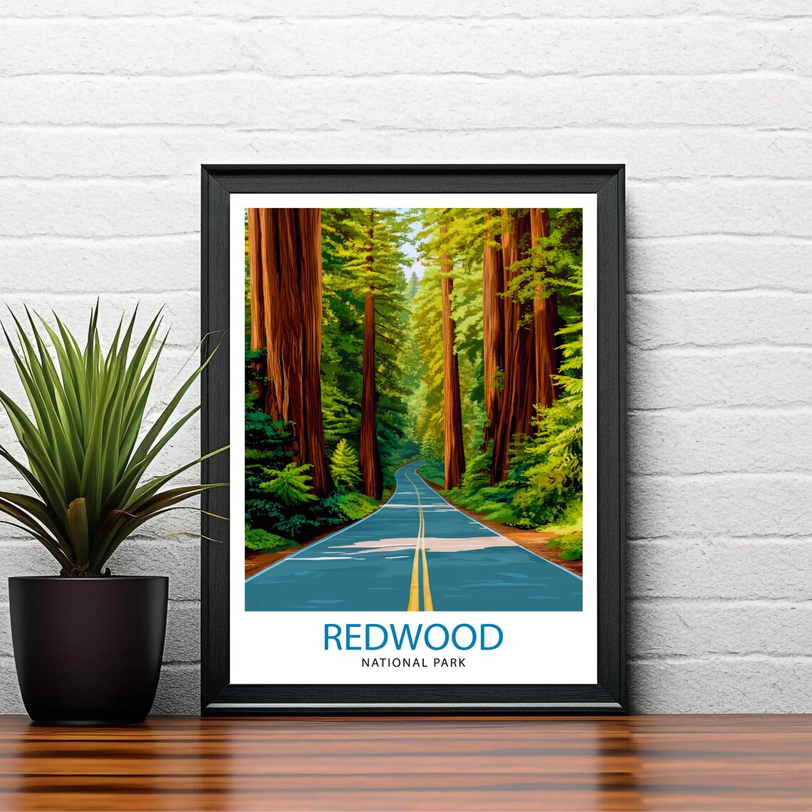 Redwood National Park Giant Trees Road Vintage Travel Poster - Image 2