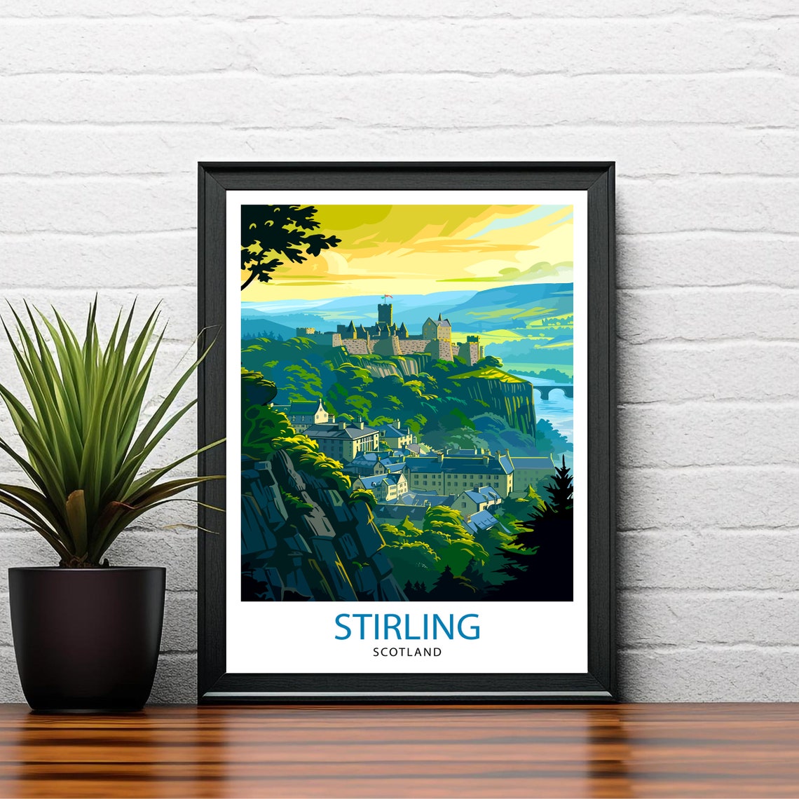 Stirling Scotland Castle Cliff Overlooking Historic Town Poster - Image 2