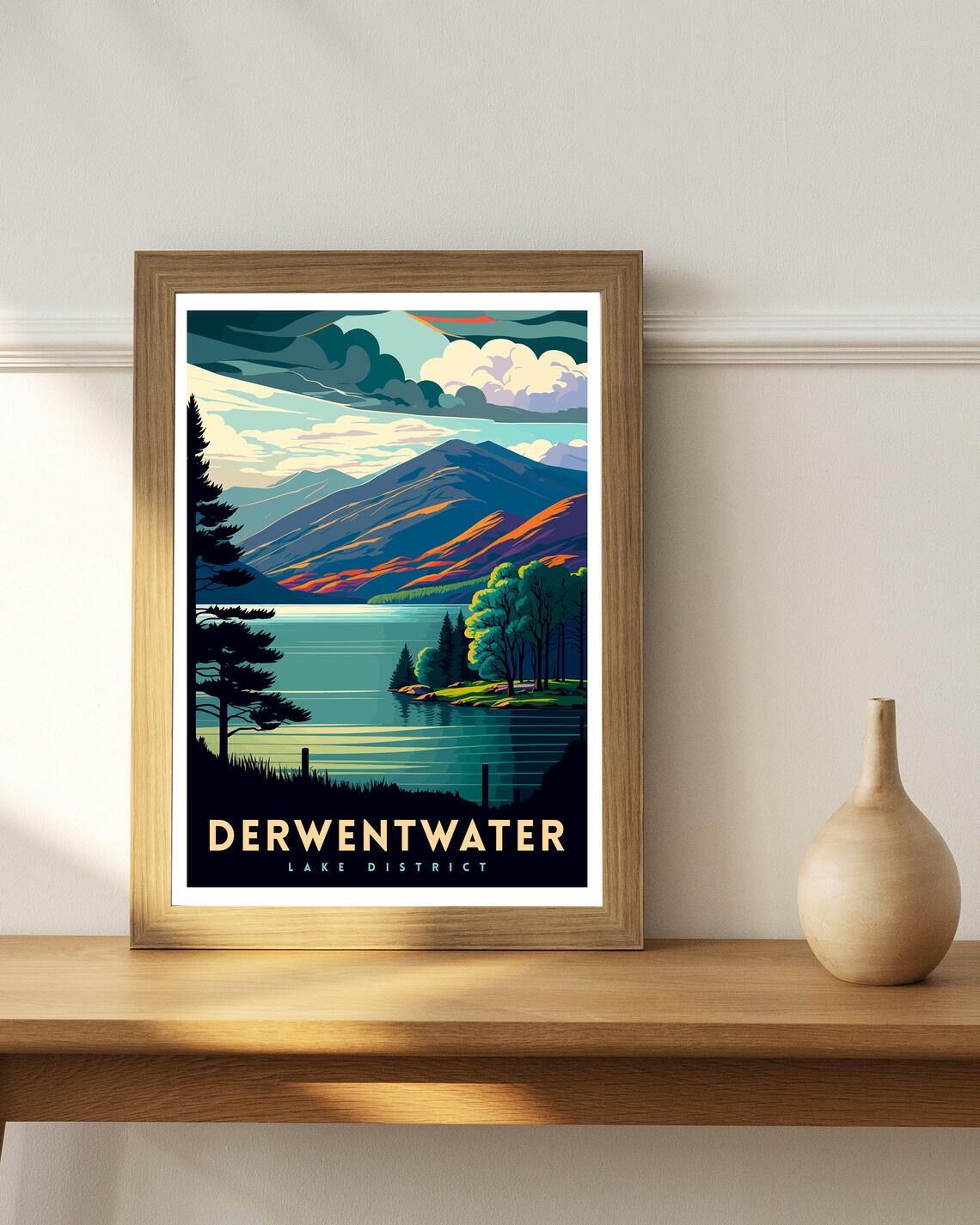 Derwentwater Lake District Travel Poster, Illustration - Image 2