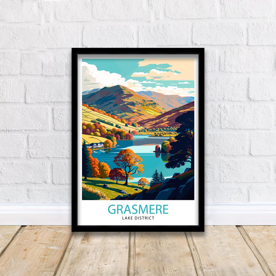 Grasmere Lake District Travel Poster, Home Decor - Image 2