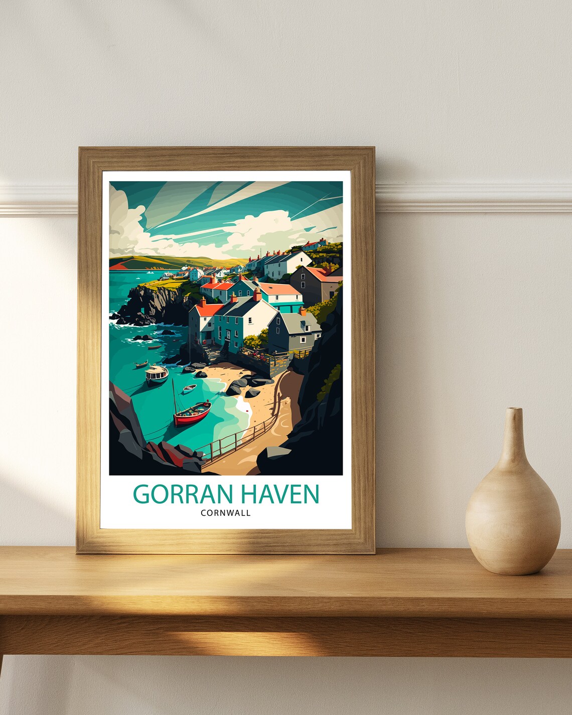Gorran Haven Cornwall Travel Poster, Home Decor - Image 3