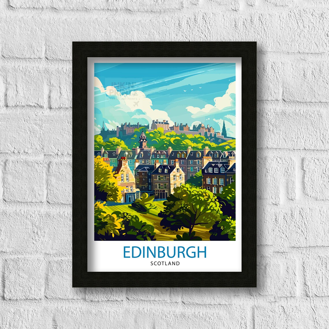 Edinburgh Scotland Castle Hill Historic Old Town Travel Poster - Image 3
