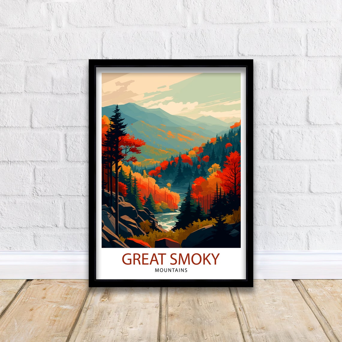 Great Smoky Mountains Travel Print Smoky Mountains Wall Decor Smoky Mountains Home Living Decor Tennessee Travel Poster Usa National Park - Image 2