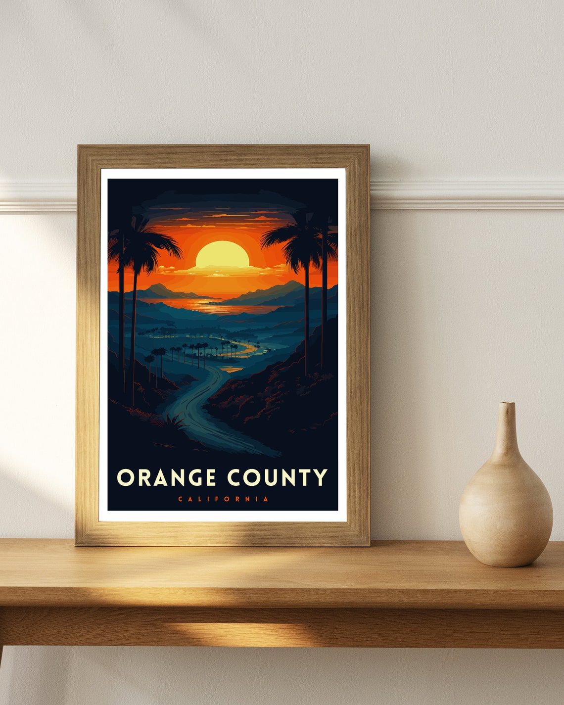 Orange County California Dramatic Sunset River Valley Travel Poster - Image 2